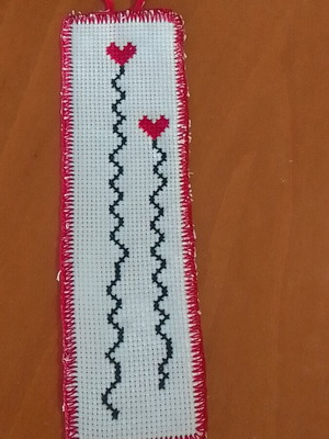 Handmade embroidered bookmark with heart balloon design made to order