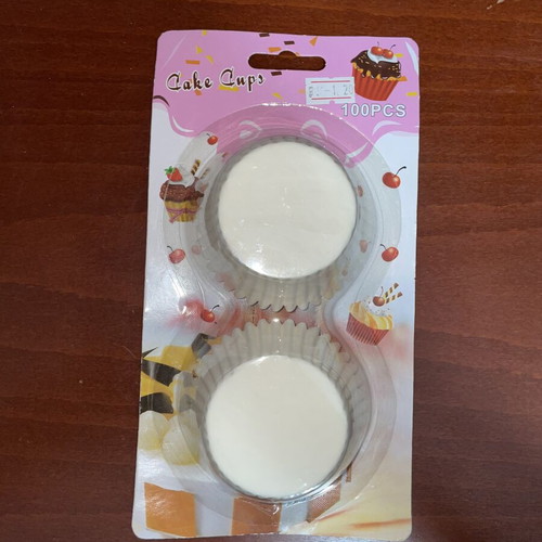 Paper cupcake and muffin baking cups, pack of 100, white