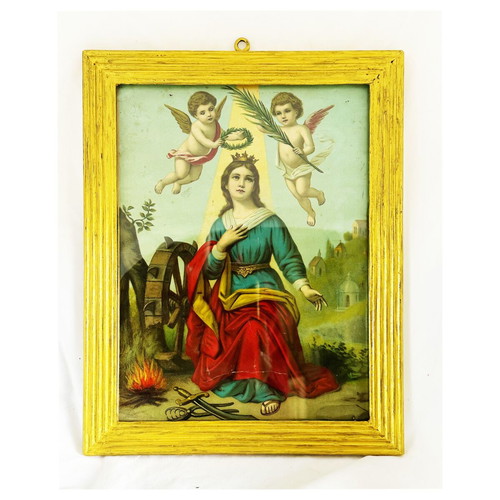 Antique Chromolithograph Saint Augusta by Fridolin Leiber used