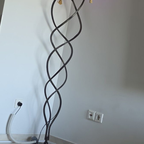 Handmade floor lamp with solid iron and blown glass, like new
