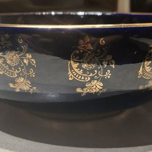 Limoges bowl like new, deep blue with gold details