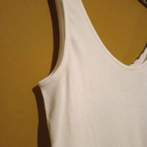 Tricosi vintage 1980s long sleeveless blouse, made in West Germany, white cotton