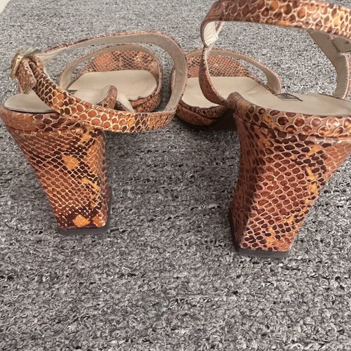 Bournazos Leather Snake Orange Heels 9cm used, size 36