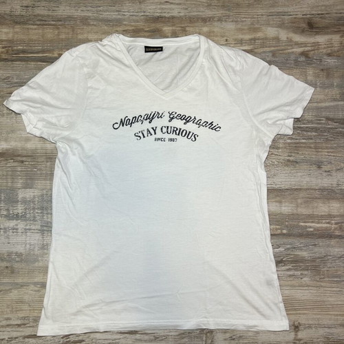 Napapijri Geographic V-Neck T-Shirt white size S used