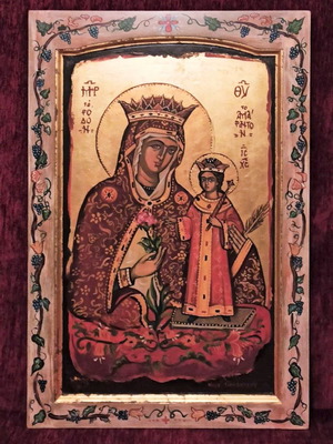 Nora Iordanidou Panagia to Rodo to Amarantos icon on wood new