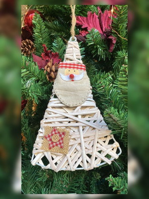 Santa Claus wooden ornament new, white, 17.5cm