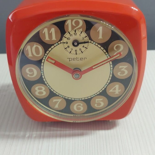 Peter vintage metal alarm clock, new in box, 1960s