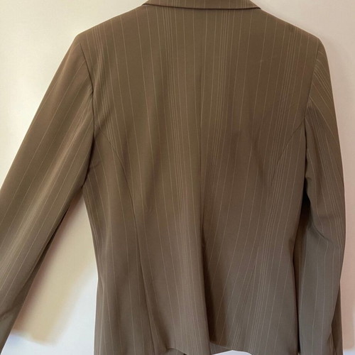 Celestino suit used, green with beige stripes, jacket and skirt set