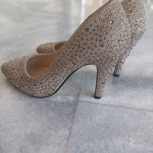 Diamantique high heels size 39 gold with rhinestones new