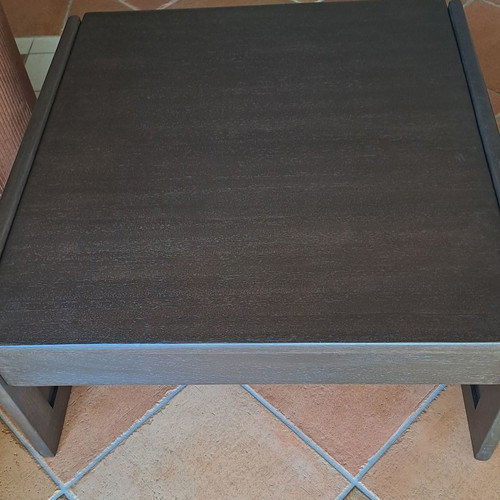 Solid walnut coffee table new with glass top