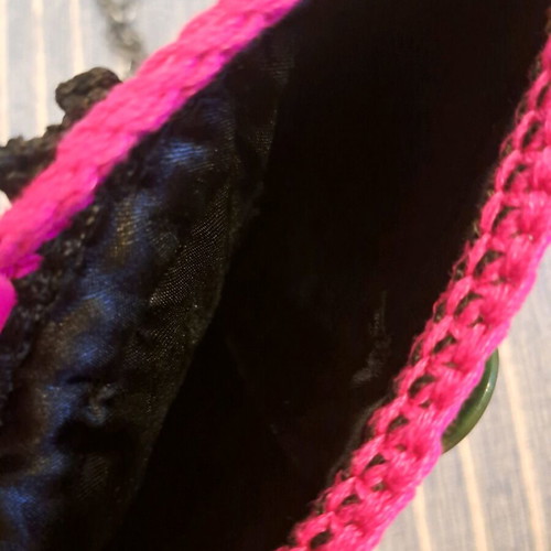 Handmade crossbody bag new, two-tone fuchsia and black