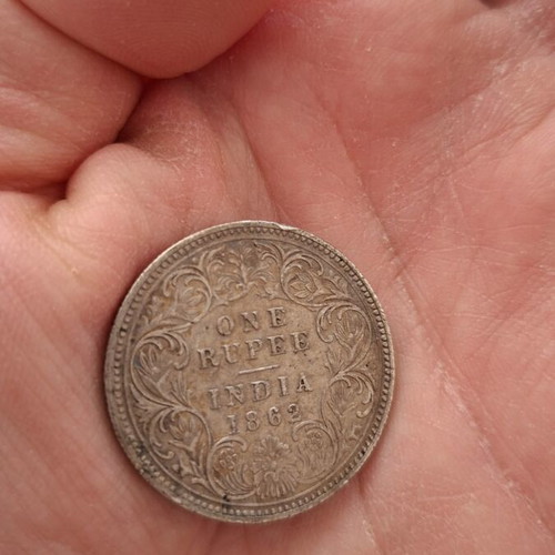 British India 1 Rupee 1862 Victoria Silver coin used with nice toning