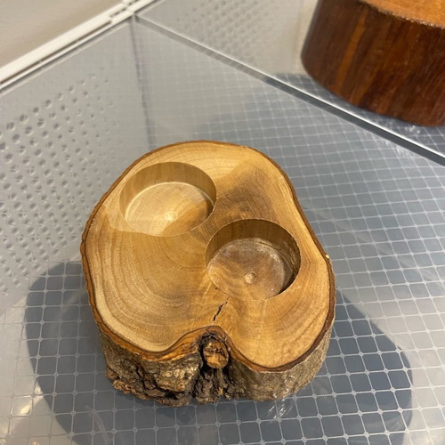Cedar wood candle holder used