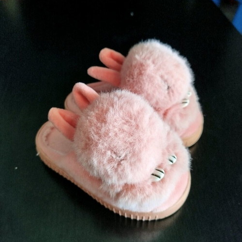 Pink kids slippers bunny size 26-27 like new