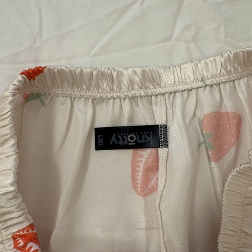 Satin pink pajamas with strawberries new, size S/M