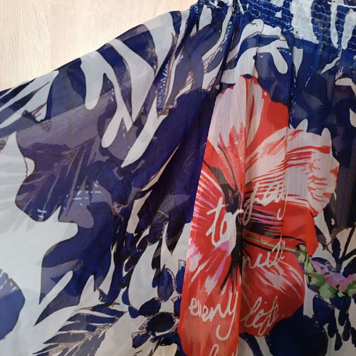 Desigual off the shoulder blouse like new, blue and red
