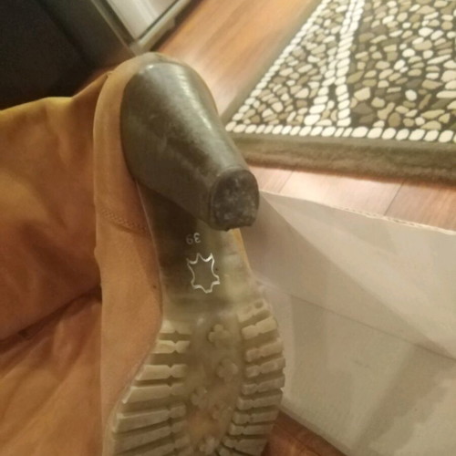 Camel leather boots used with lug sole and 7cm heel size 39