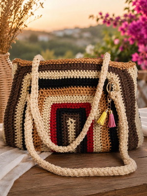 Boho Terra Tote shoulder bag new, colorful geometric design