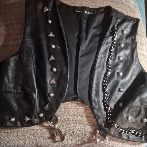 Joan Black Genuine Sheep Leather Vest Size M new, black