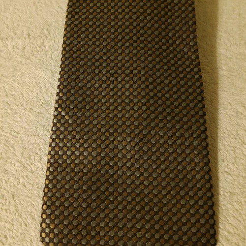 Men's tie beige with gray polka dots handmade new