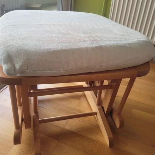 Dutailier nursing rocking chair used with footstool and throw