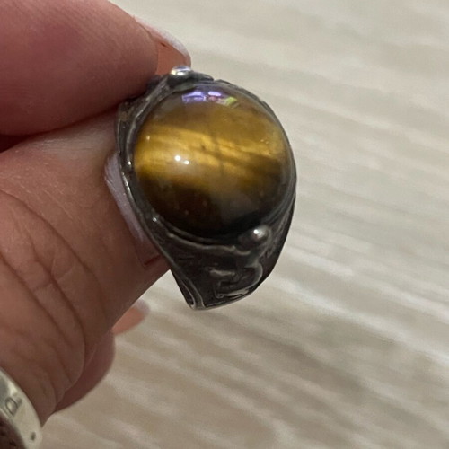 Silver 925 ring with tiger's eye size 45