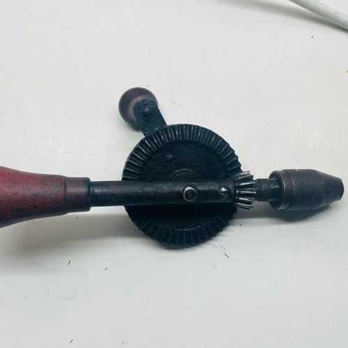Collectible hand drill 1960 with wooden handles
