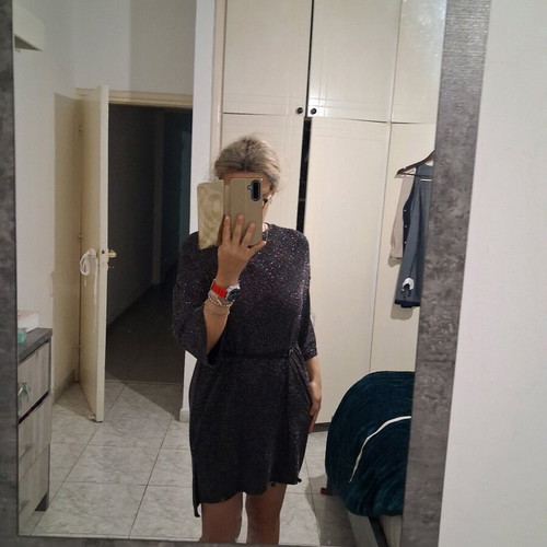 Pull & Bear Metallic Mini Dress Like New, Colorful Lurex