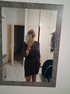 Pull & Bear Metallic Mini Dress Like New, Colorful Lurex