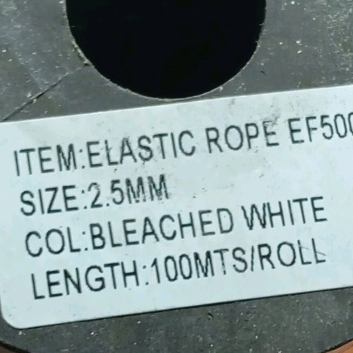 Round white sewing elastic, 2.5 mm thickness, 100 meters new