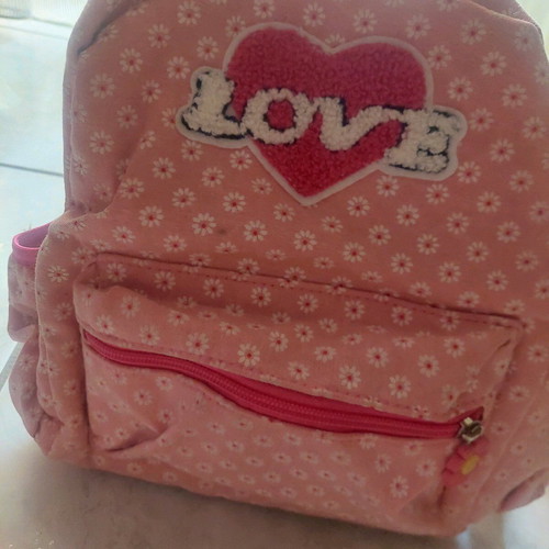 Pink children's backpack with flowers like new