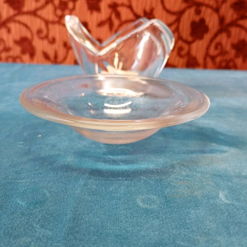 Crystal Tulip-Shaped Tealight Candle Holder like new with heat-resistant plate