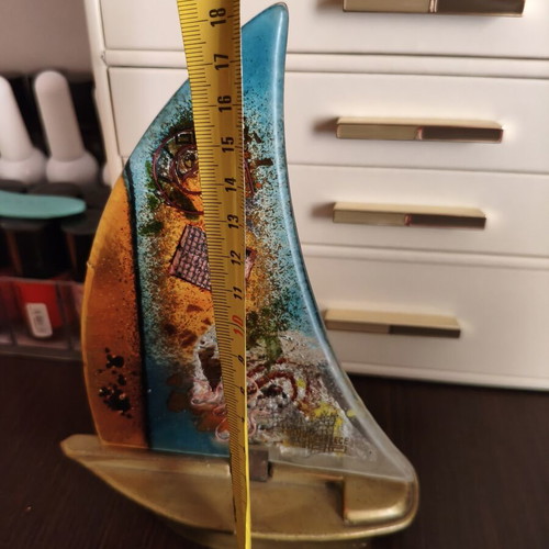 Handmade Blown Glass Sailboat Like New