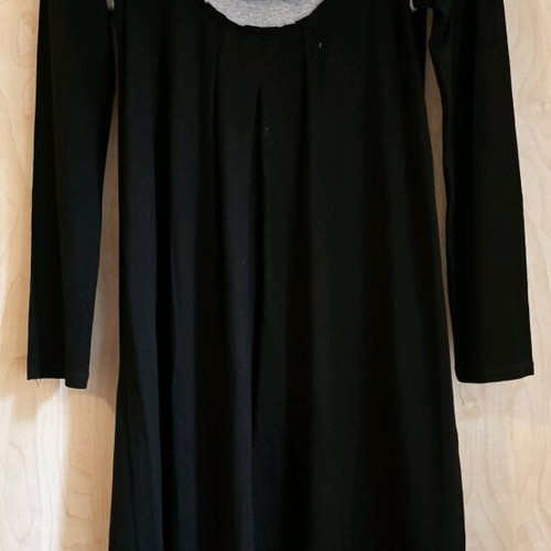 Long-sleeve mini dress black/grey with decorative beads