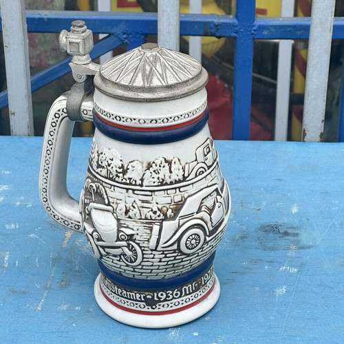 Avon Car Classics Ceramic Beer Stein 1979 used with Metal Lid