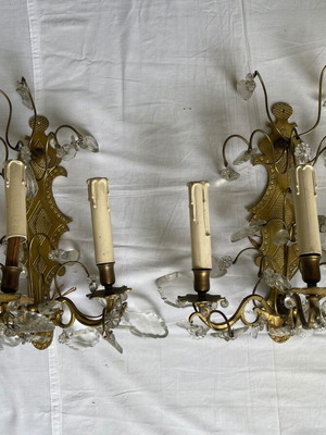 Απλίκες Louis XV στυλ μεταχειρισμένες με κρύσταλλα σετ 2 τεμαχίων