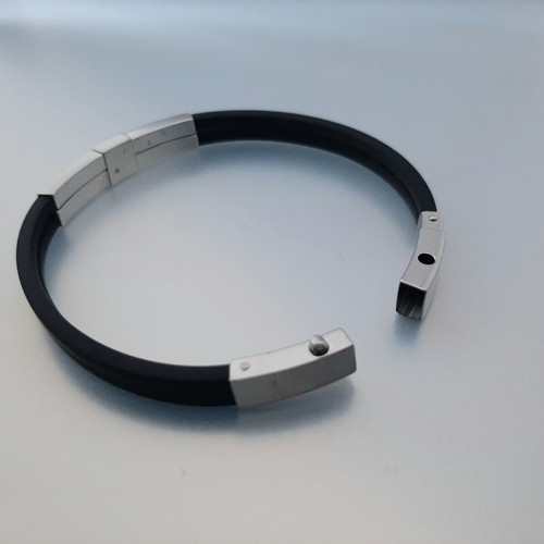 Bracelet with stainless steel, rubber and K18 gold, new