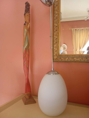 New Light glass ceiling light like new, adjustable height, E27
