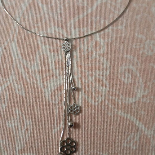 Silver necklace with flowers like new, 925 silver, 40 cm