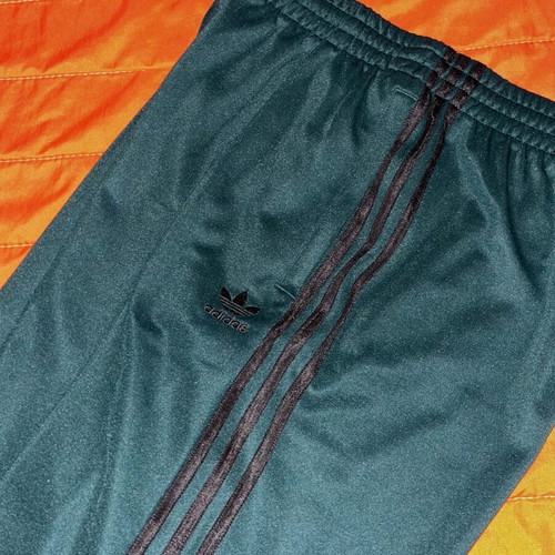 Adidas Baggy Fit Trackpants, black and green, size M