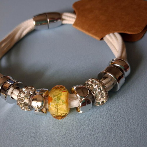 Handmade multistrand bracelet with magnetic clasp and rhinestones, like new