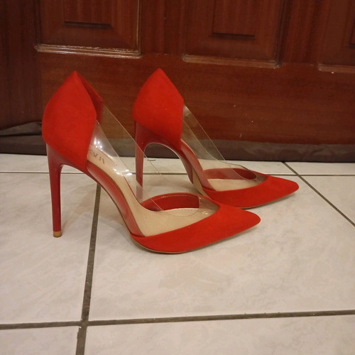 Zara red suede pumps with transparency, like new, size 39