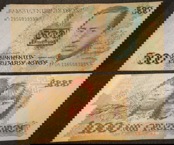 Βραζιλία,500 και 1000 κρουζέιρος ND (2 χαρτονομίσματα μαζί)