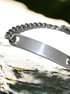 Stainless Steel Identity Bracelet like new, gray unisex