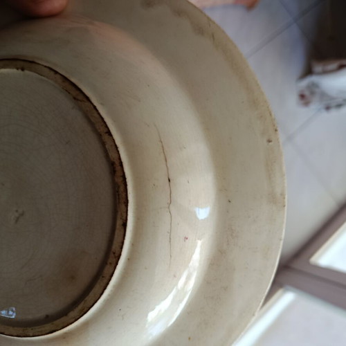 French Dentelle deep plate used, diameter 23.3 cm