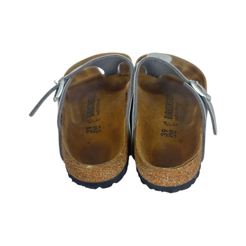 Birkenstock Gizeh Silver Birko-Flor Sandals size 39 used