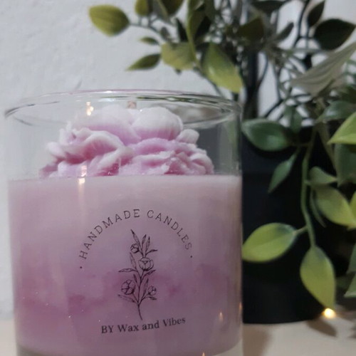 Peony handmade scented candle like new, lavender