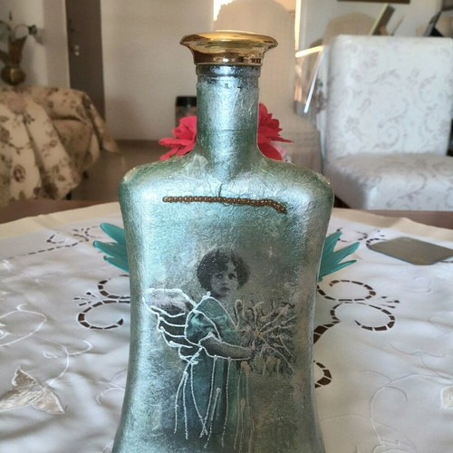 Vintage decorative liquid bottle used