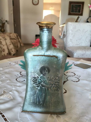 Vintage decorative liquid bottle used