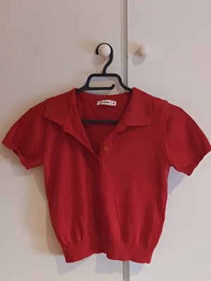Crop Polo T-shirt Pink Woman used, red-brown, XS